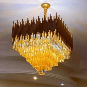 Neliönmuotoinen kristallinen putkikattokruunu