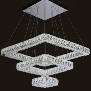 Moderni kristallikruunu 20-40-60 cm, neliönmuotoinen, ruostumatonta terästä
