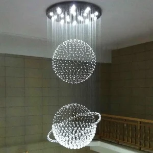 Saturnus-riippuvalaisin, kattokruunu 80 cm, kaksikerroksinen