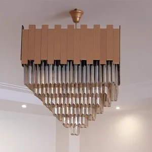 Moderni peilillinen neliönmuotoinen kattokruunu, koko 60 cm